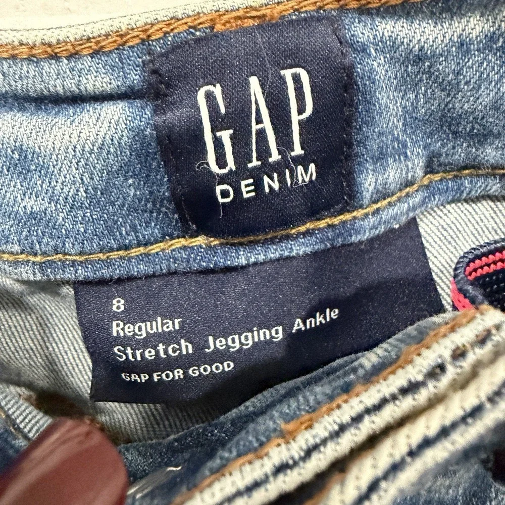 Girls Gap Denim Jeans Size 8 Regular Stretch Jogging Ankle‎ Sparkles Design